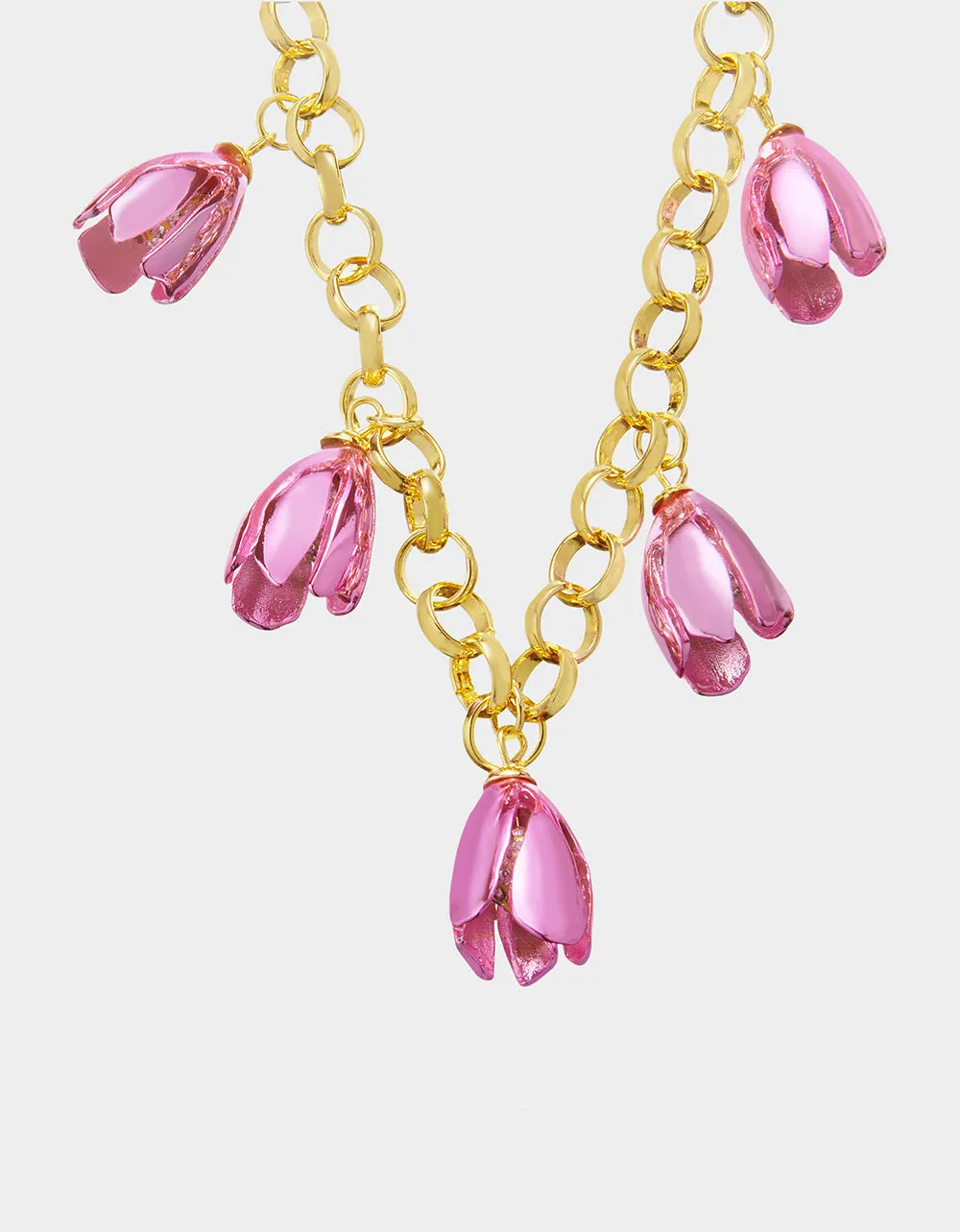 GARDEN GLAM TULIP CHARM FRONTAL NECKLACE PINK Betsey Johnson