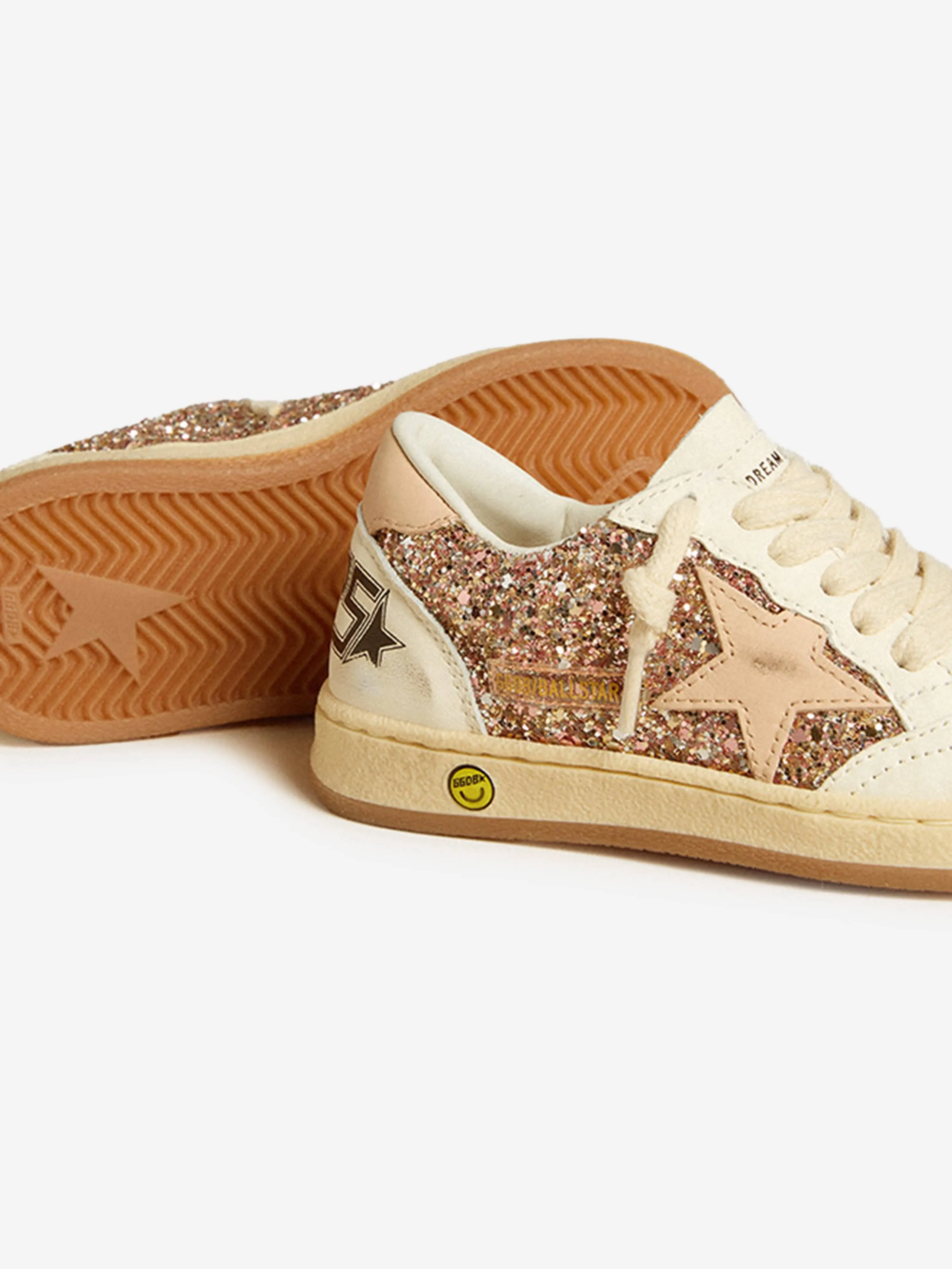 Girls Ballstar Glitter and Leather Trainers in Pink