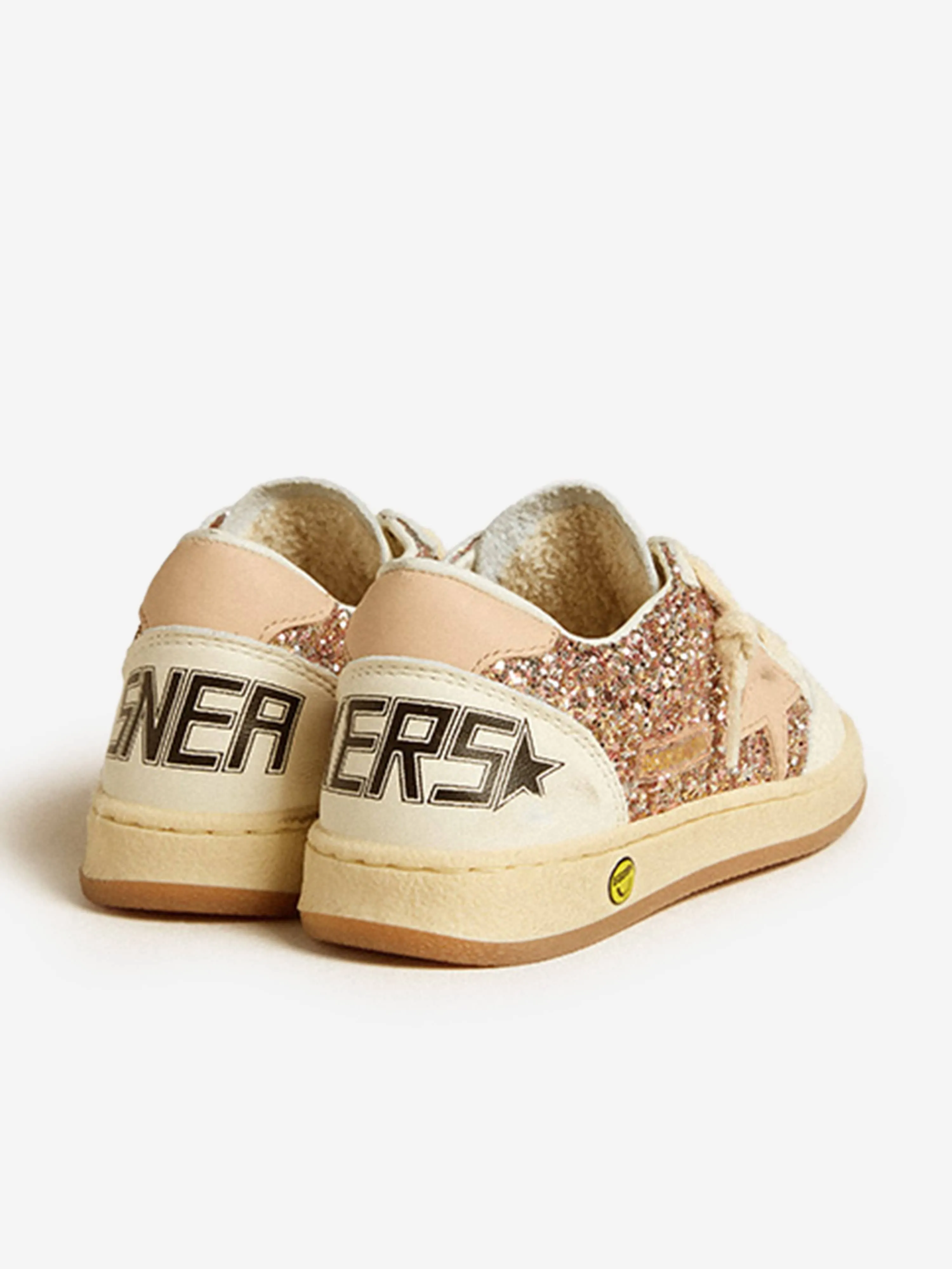 Girls Ballstar Glitter and Leather Trainers in Pink