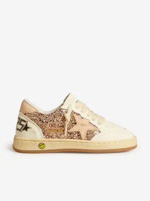 Girls Ballstar Glitter and Leather Trainers in Pink
