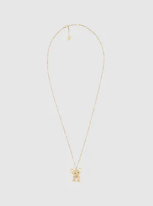 Gold Crystals Teddy Charm Necklace Guess