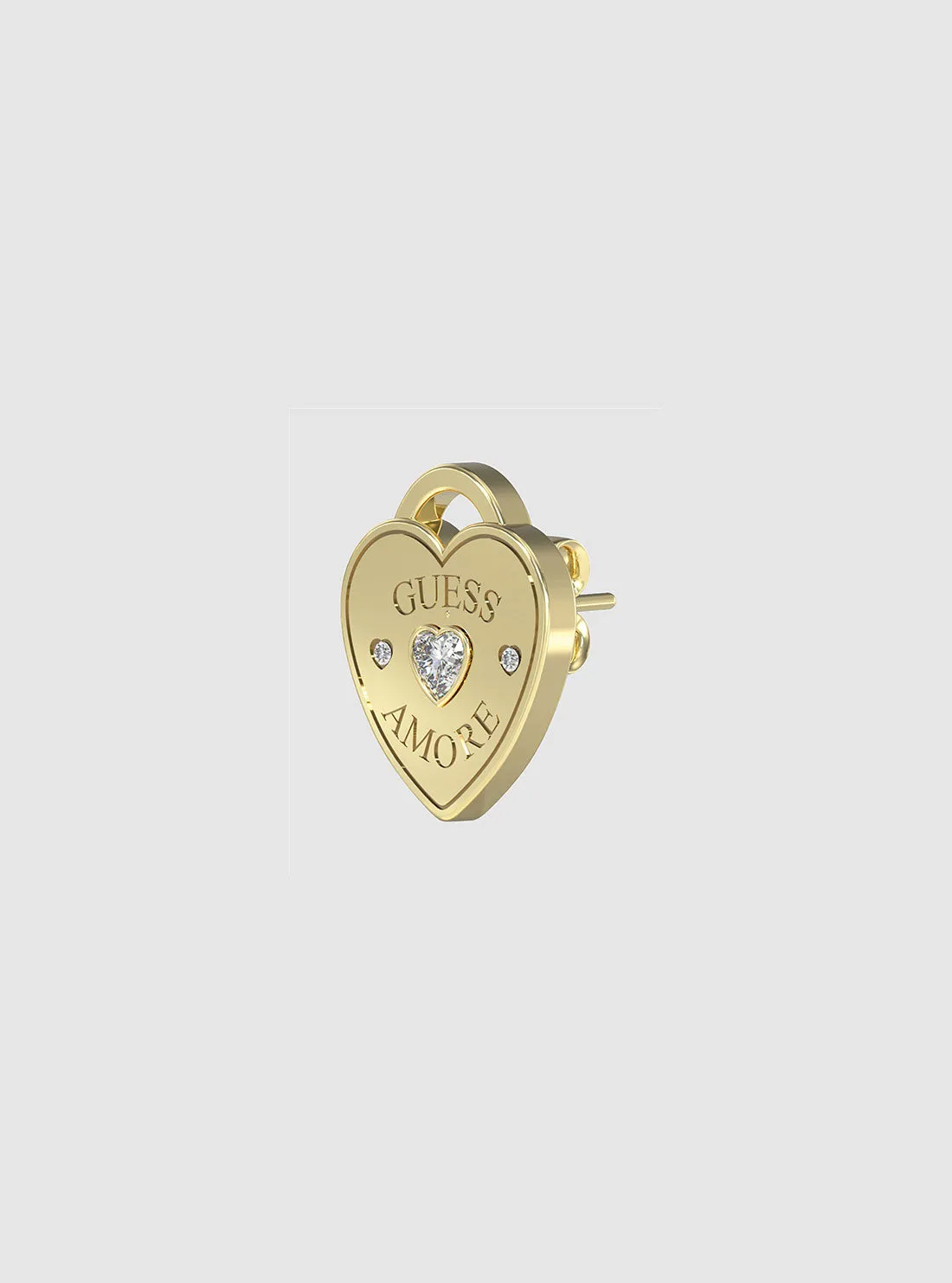 Gold Logo Heart Stud Earrings Guess
