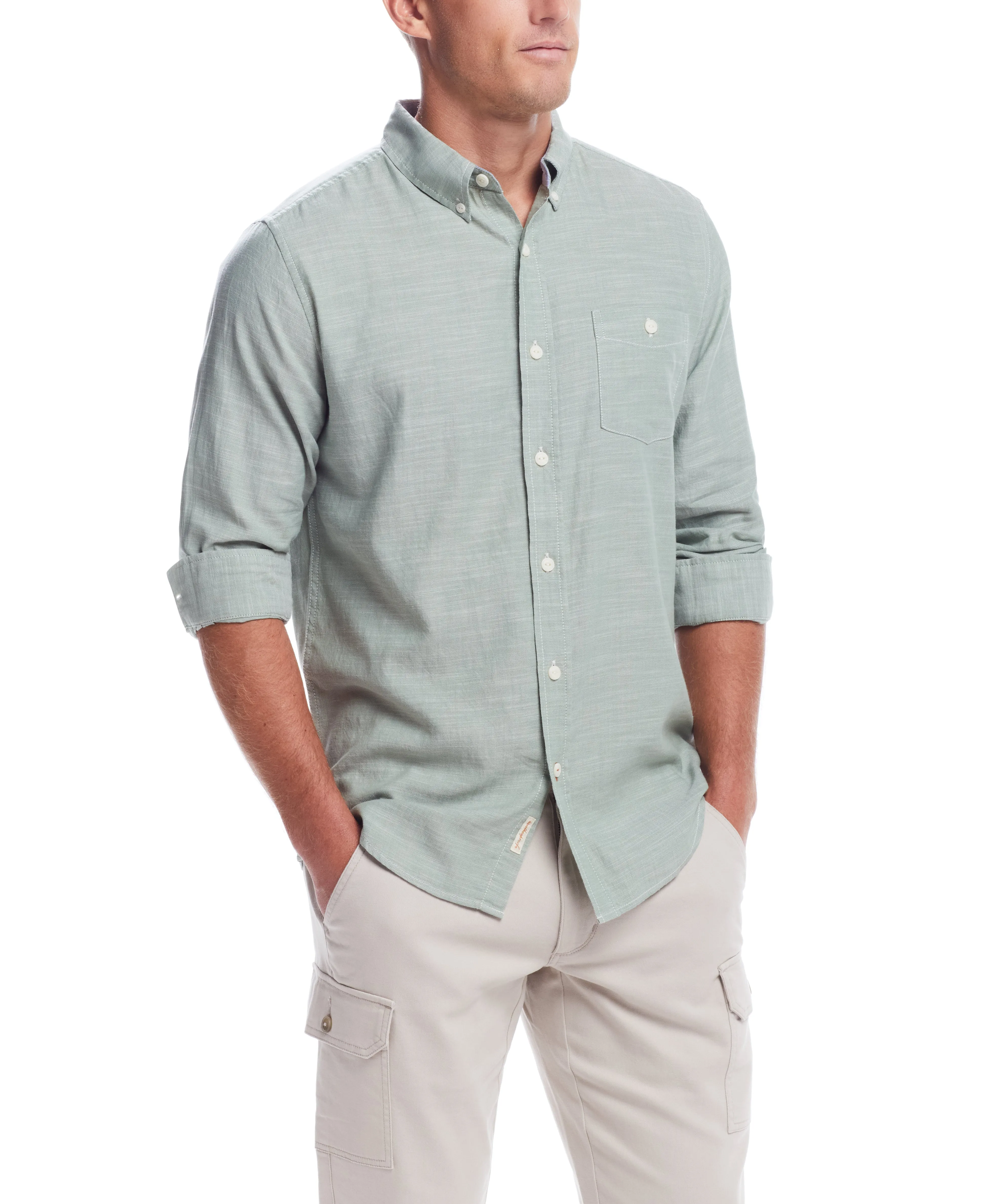 Hot Deal Weatherproof Vintage Men's L/S Solid Cotton Twill Shirt  Limited Availability!