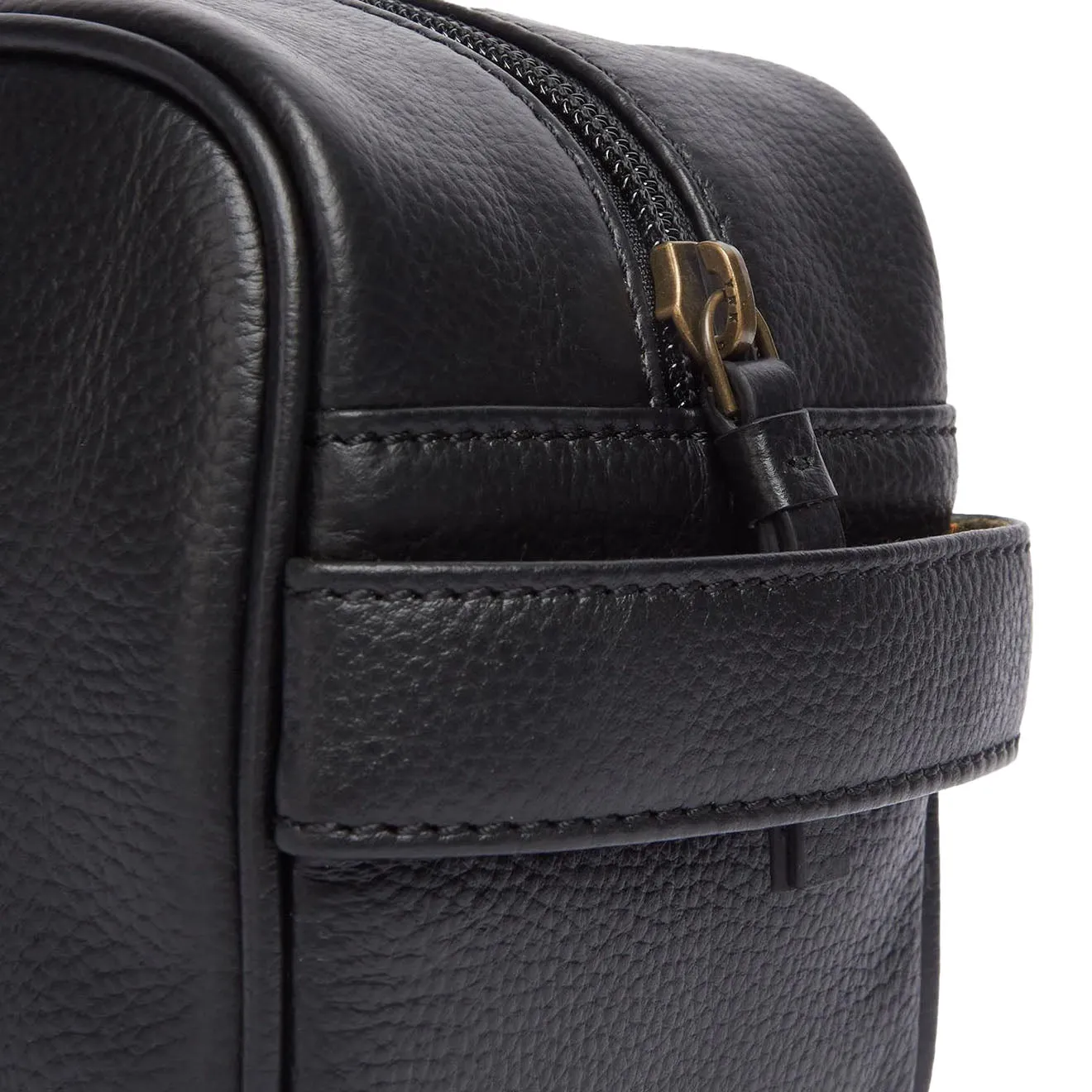 Insta-Worthy Barbour Debossed Logo Leather Wash Bag Classic Black  Stylish & Comfortable