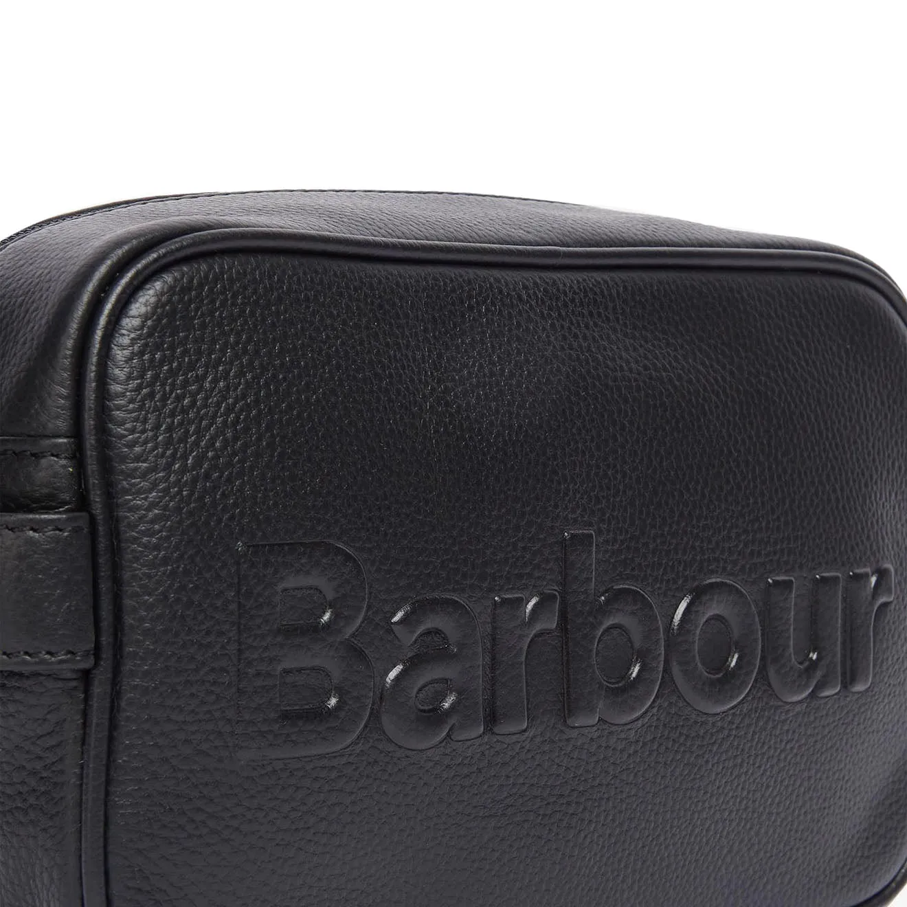 Insta-Worthy Barbour Debossed Logo Leather Wash Bag Classic Black  Stylish & Comfortable