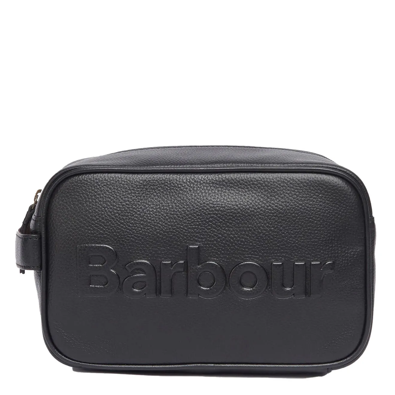 Insta-Worthy Barbour Debossed Logo Leather Wash Bag Classic Black  Stylish & Comfortable