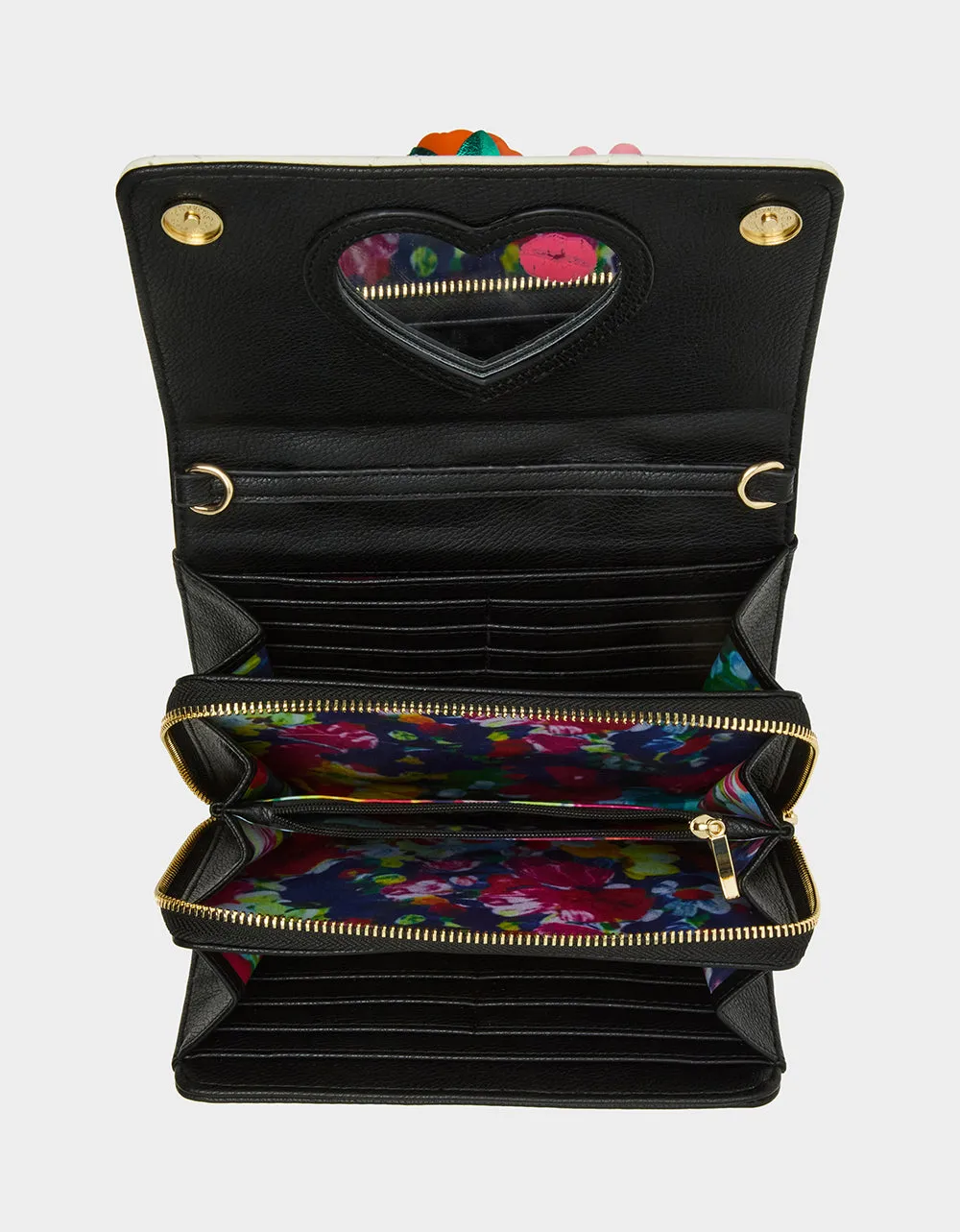 LOVELY BUNCH WALLET ON CHAIN BLACK WHITE Betsey Johnson
