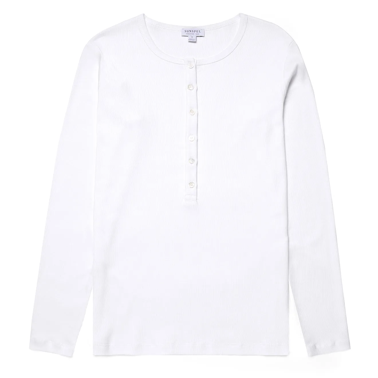 Luxury Feel Sunspel Womens Rib Henley White  Almost Sold Out!