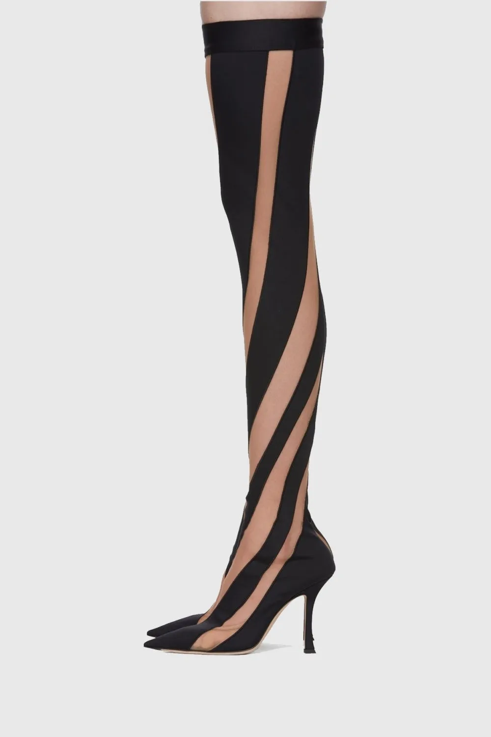 Maeve Stripe Mesh Sock  Thigh-high Boots - Black Gloria Lanvin
