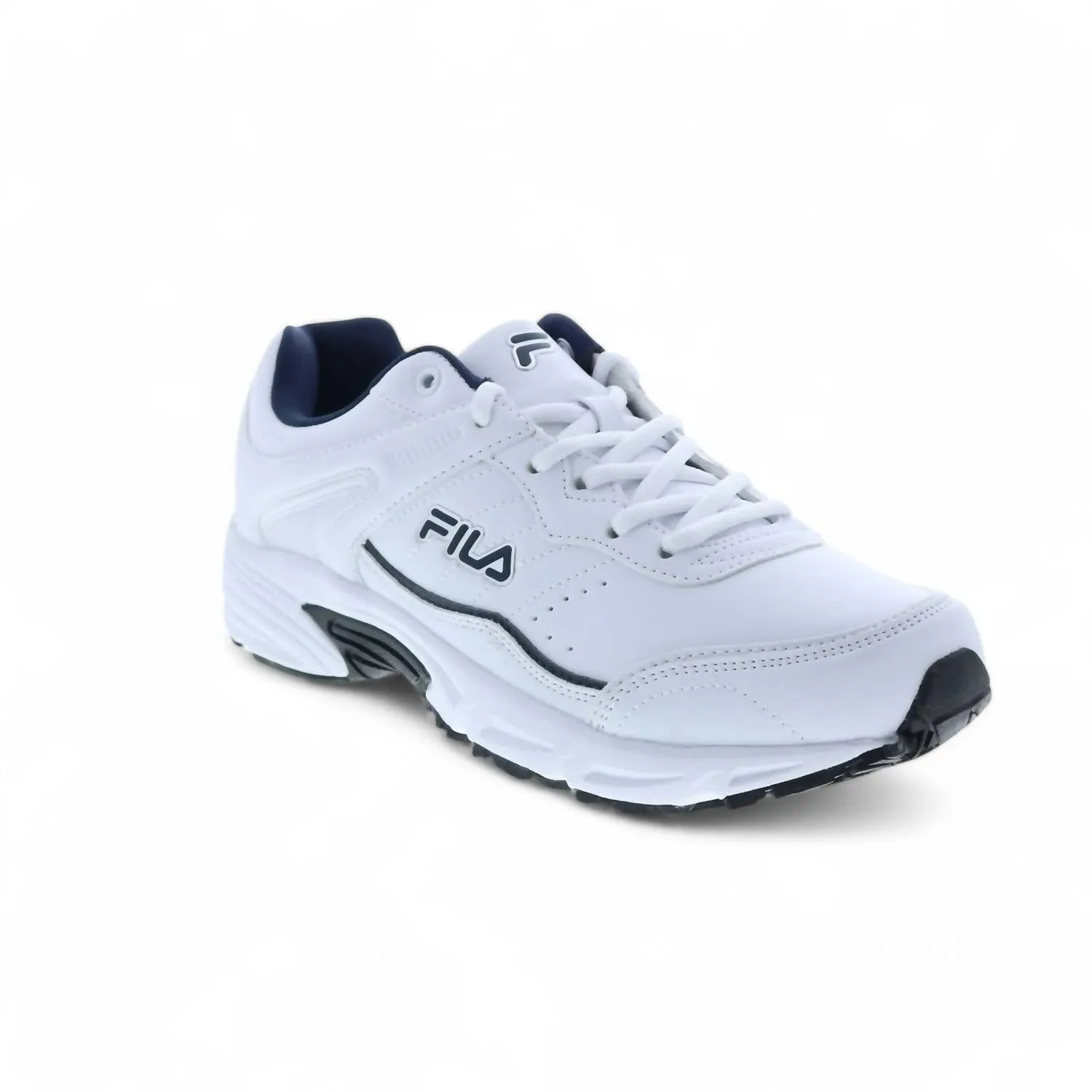 Men's Memory Sportland Running Shoe In White/fila Navy/metallic Silver