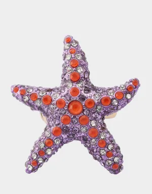 MERMAID JEWELS STARFISH STRETCH RING PURPLE Betsey Johnson