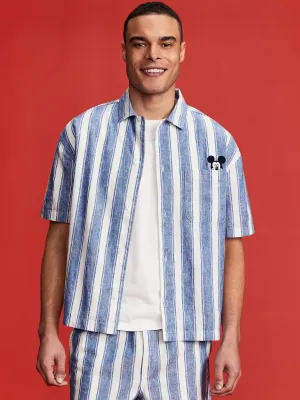 Old Navy x Disney Mickey Mouse Linen-Blend Cropped Utility Shirt
