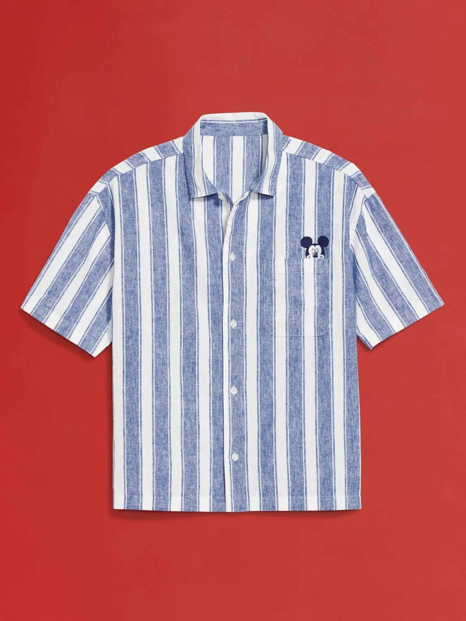 Old Navy x Disney Mickey Mouse Linen-Blend Cropped Utility Shirt
