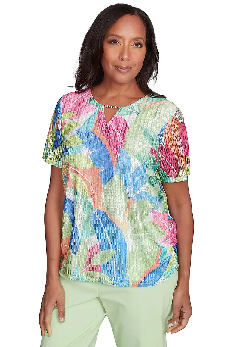 Parrot Cay Tropical Mesh Top
