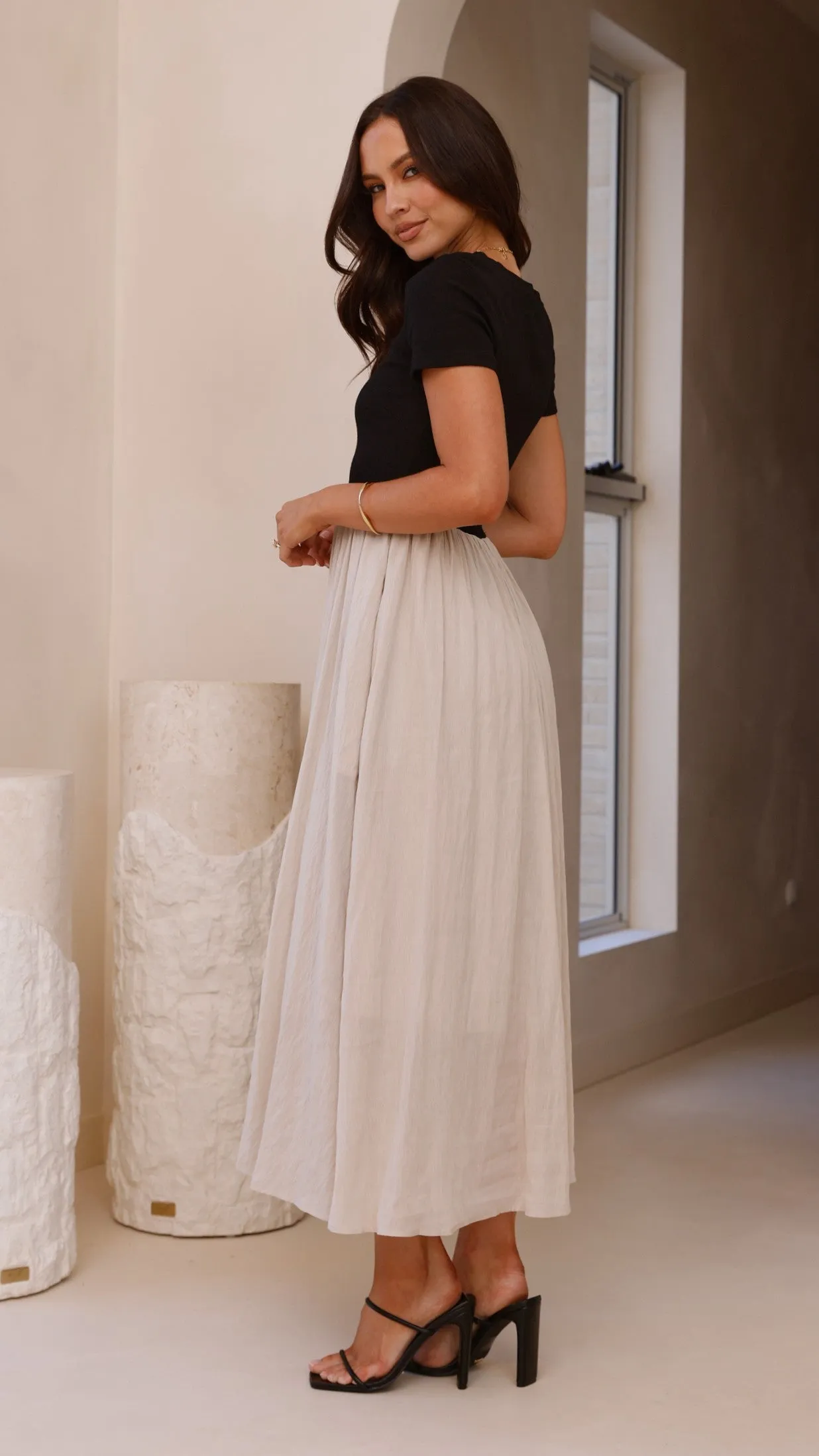 Portia Maxi Dress - Black / Cream Billy J