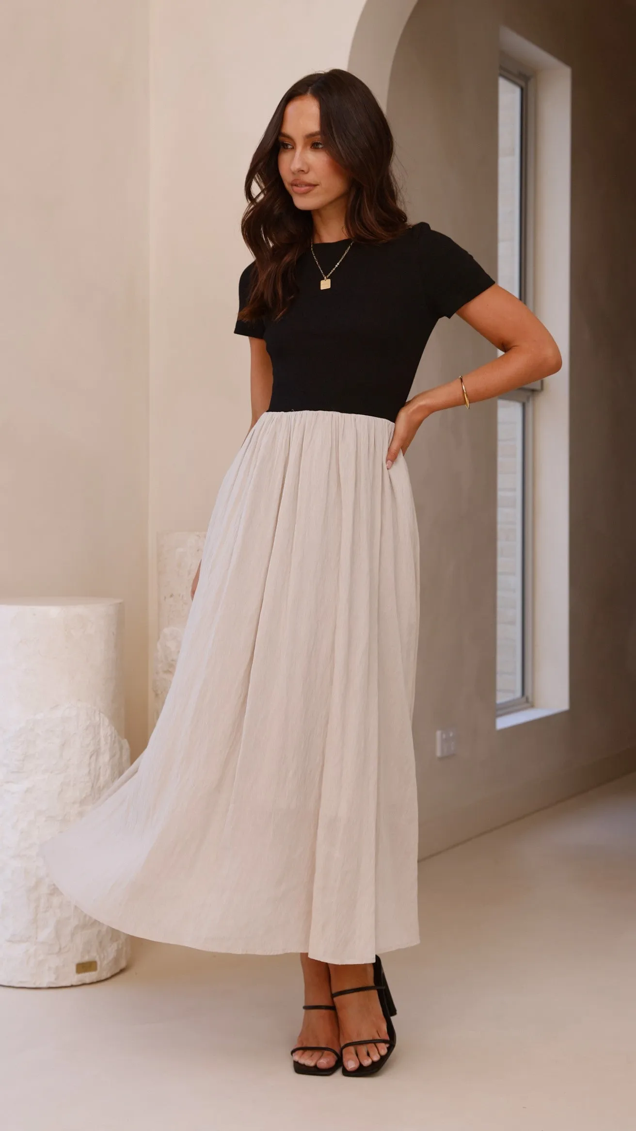 Portia Maxi Dress - Black / Cream Billy J