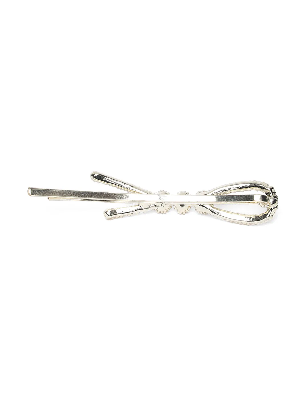 Set Of 2 Gold-Plated Off-White Gold Beaded Handcrafted Hair Clips
