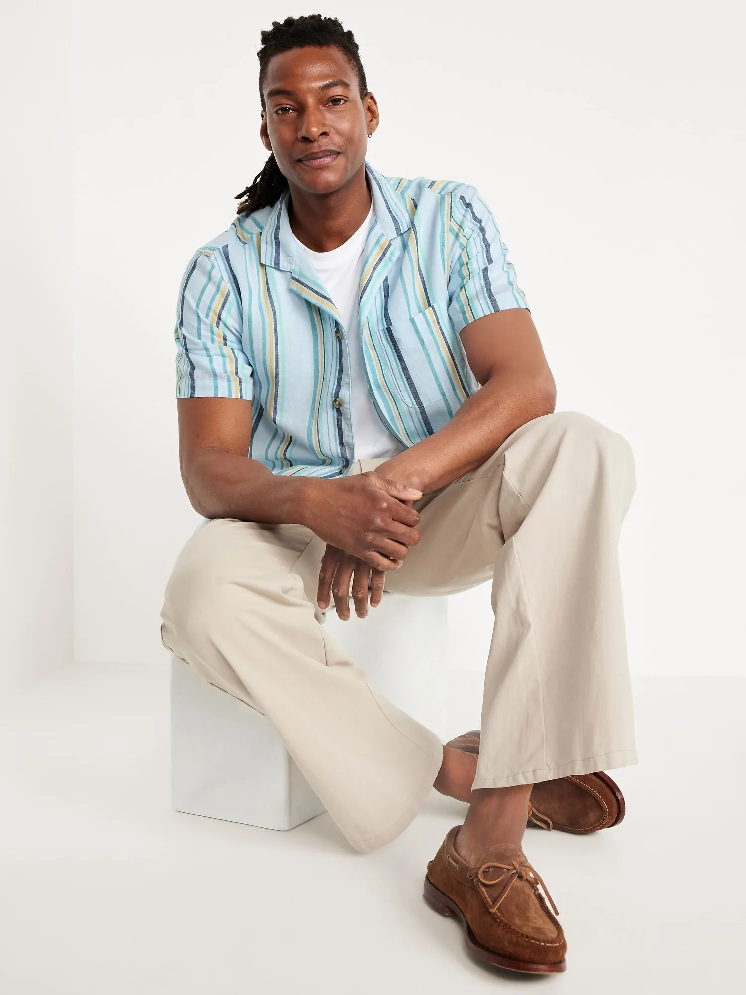 Short-Sleeve Linen-Blend Camp Shirt