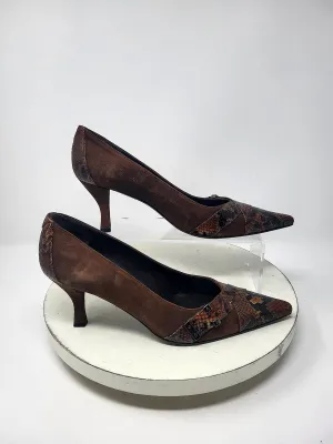 Stuart Weitzman Size 8N Brown Suede Snake Pumps