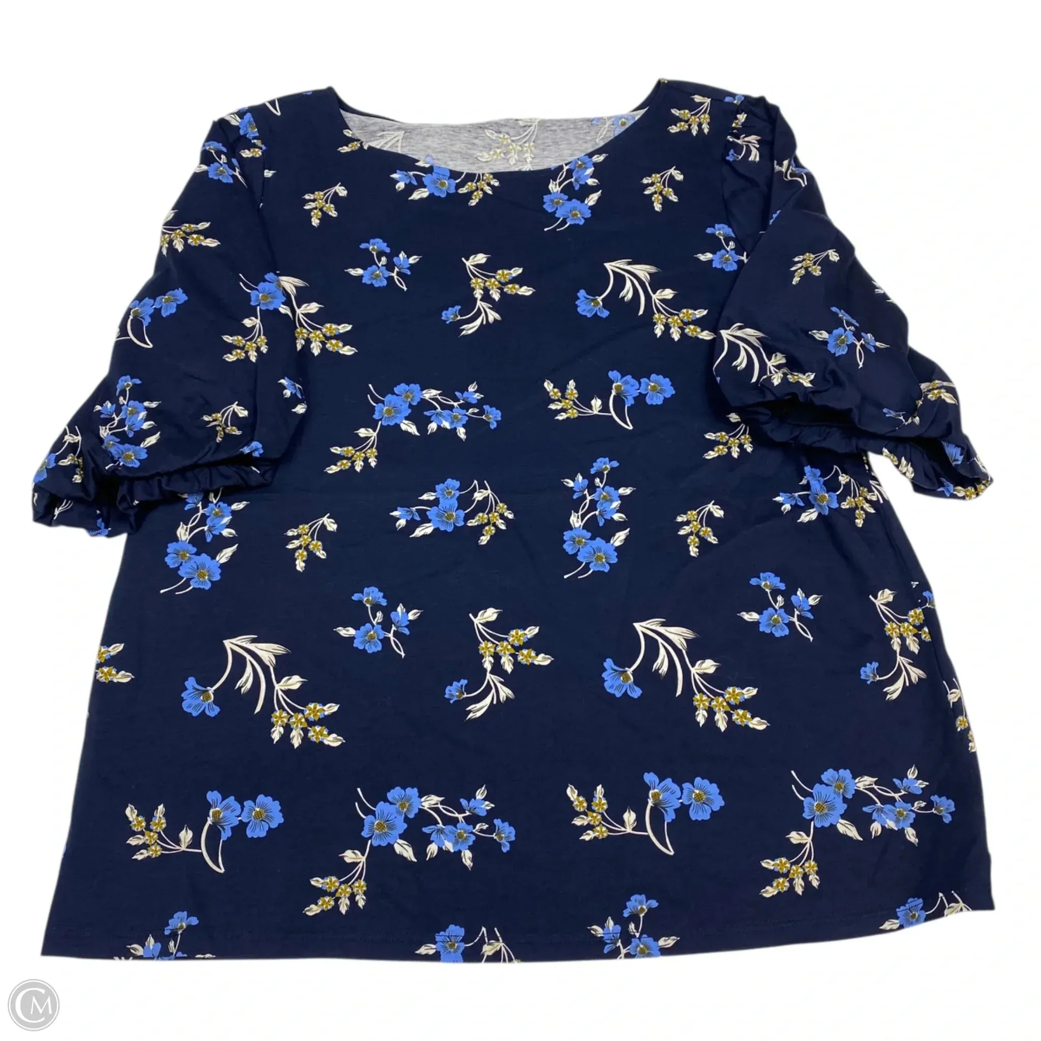 Top Short Sleeve By Ann Taylor In Navy, Size: Xl