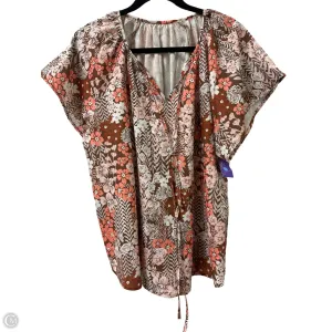 Top Short Sleeve By Clothes Mentor In Brown & Pink, Size: 2x