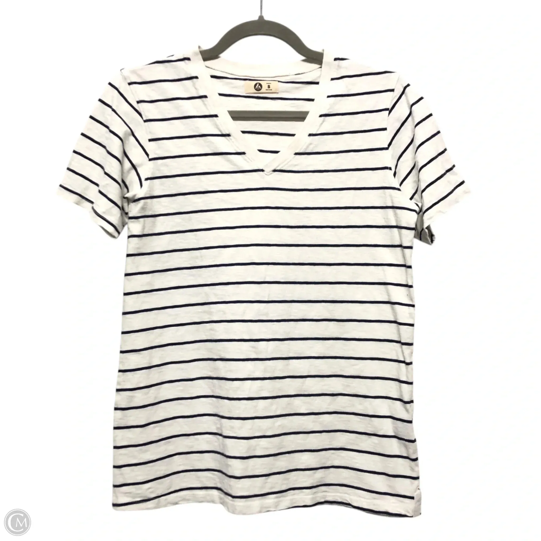 Top Short Sleeve By Good American In Blue & White, Size: S