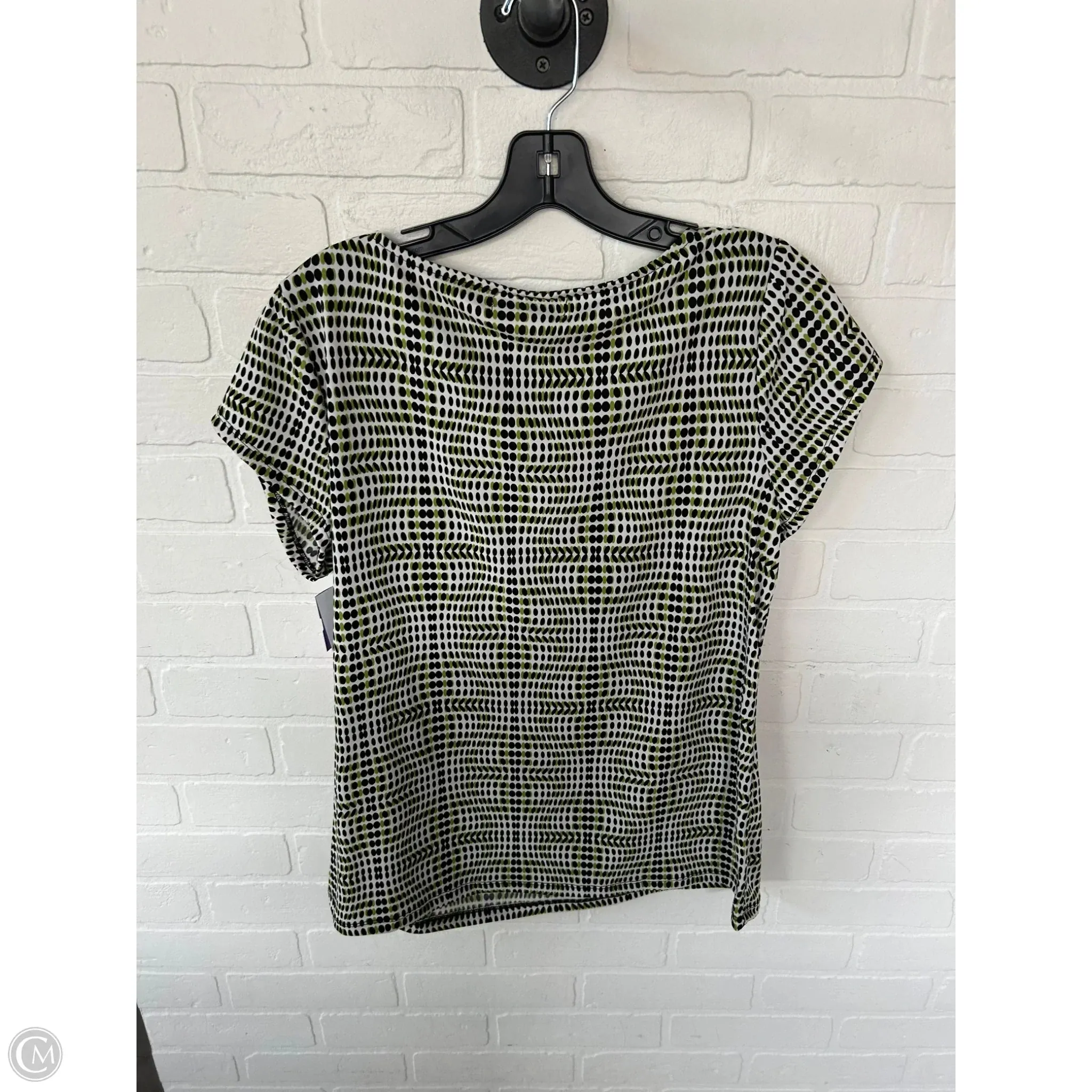 Top Short Sleeve By Liz Claiborne In Black & Green, Size: L