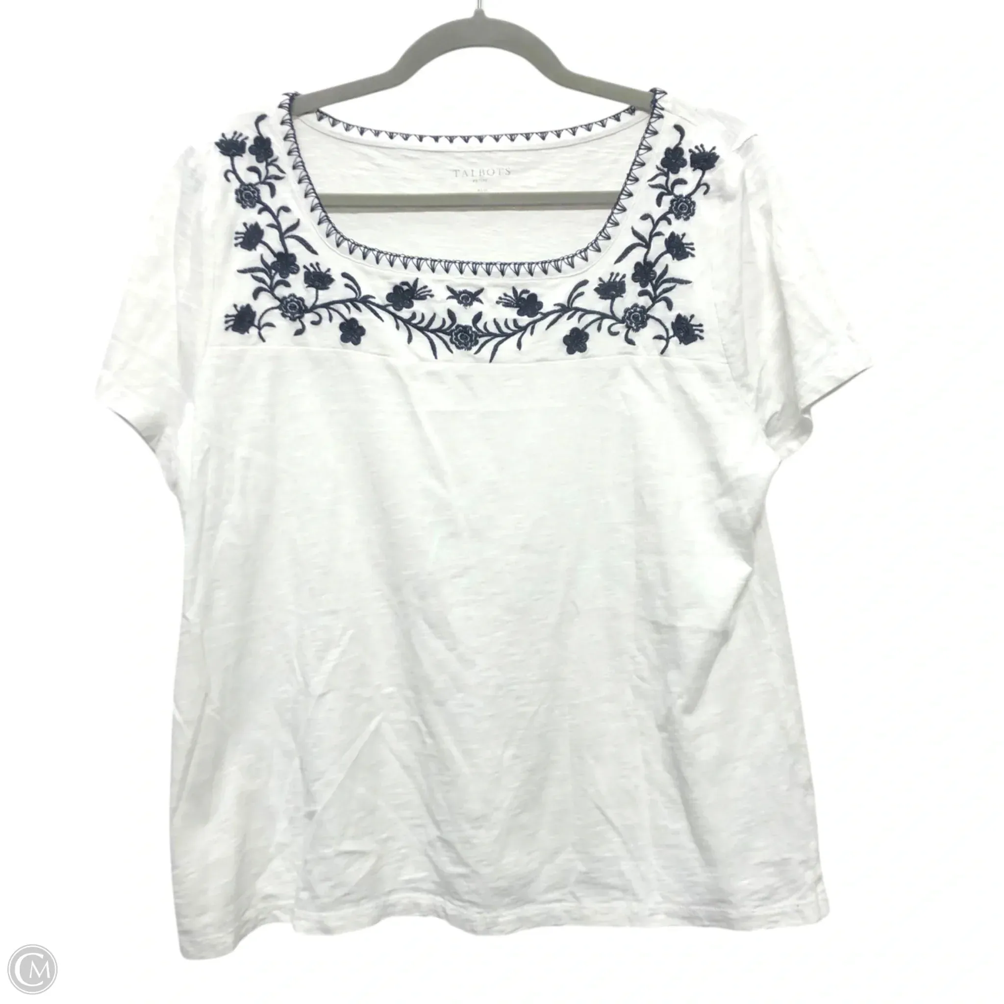 Top Short Sleeve By Talbots In Black & White, Size: Xl
