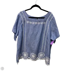 Top Short Sleeve By Talbots In Blue & White, Size: 2x