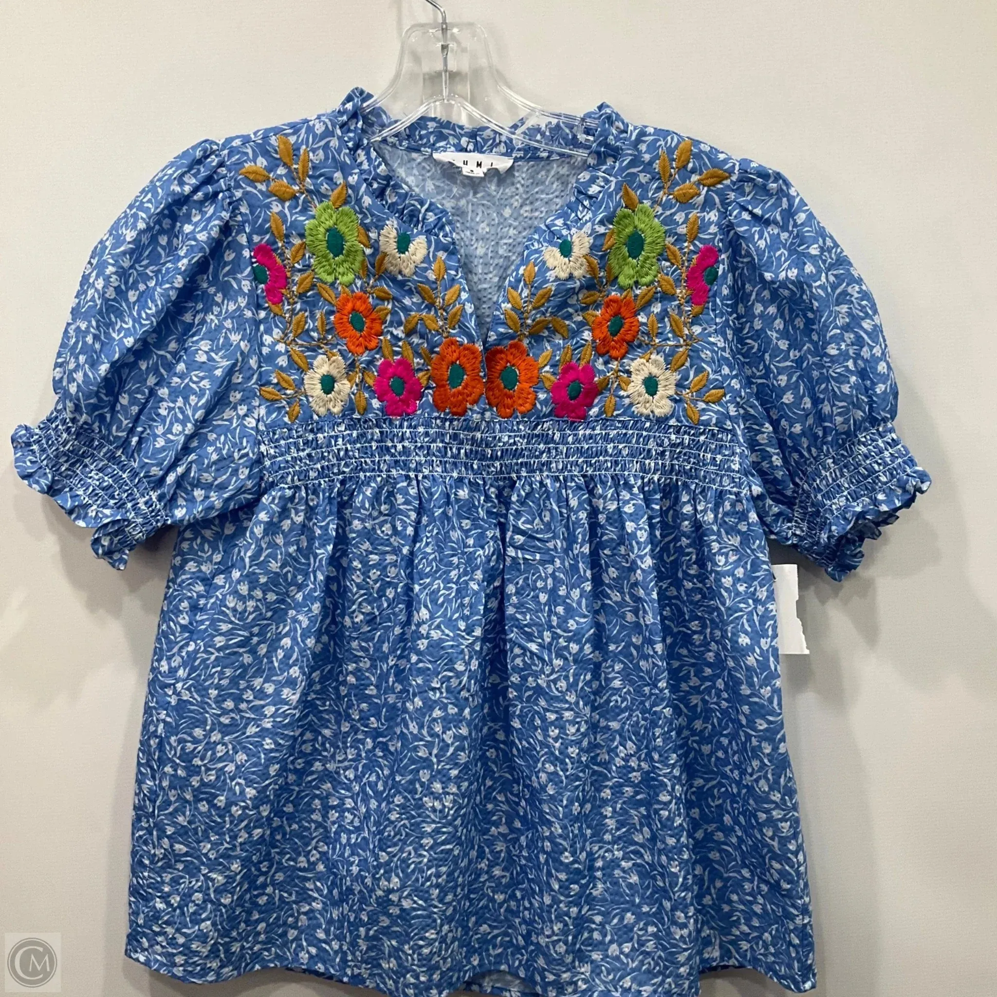 Top Short Sleeve By Thml In Blue, Size: S