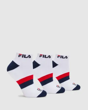 Unisex Ped Socks 3pk White -FILA