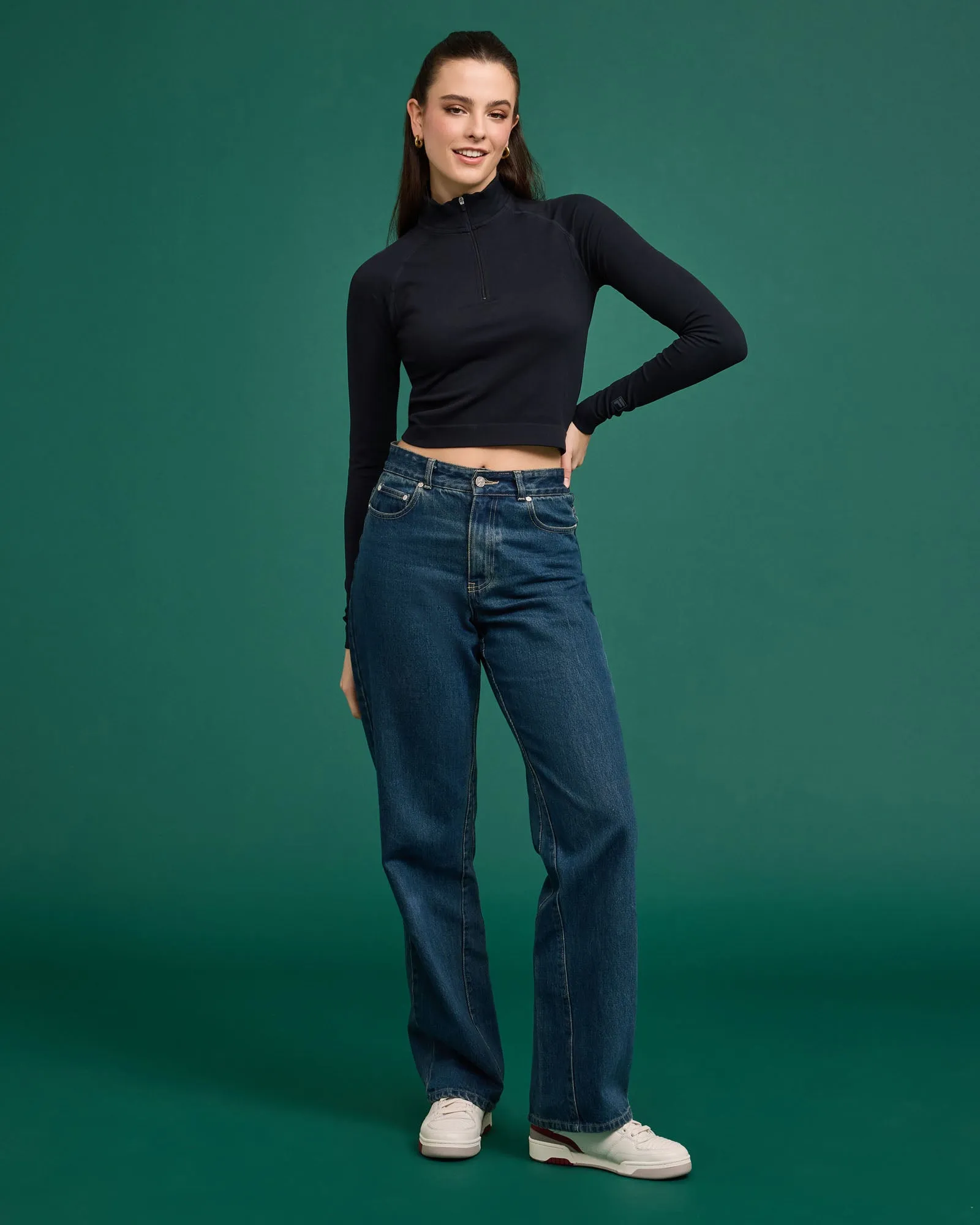 Women's Break Point Seamless Qtr Zip -FILA